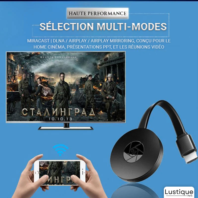 Adaptateur HDMI WiFi Miracast pour Miroir d'Écran Smartphone sur TV