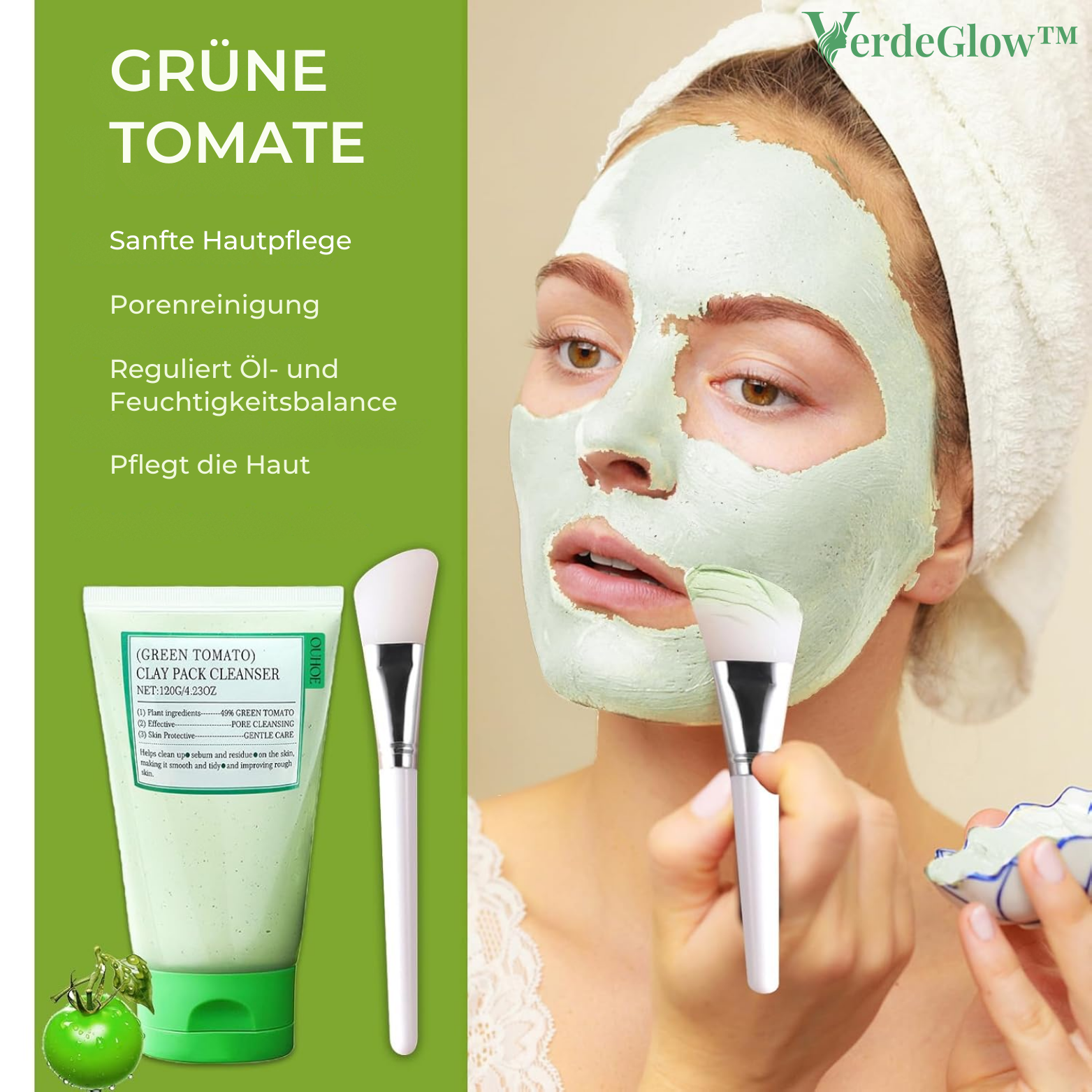 Masque à l'Argile Purifiant à la Tomate Verte – Nettoyage en Profondeur pour