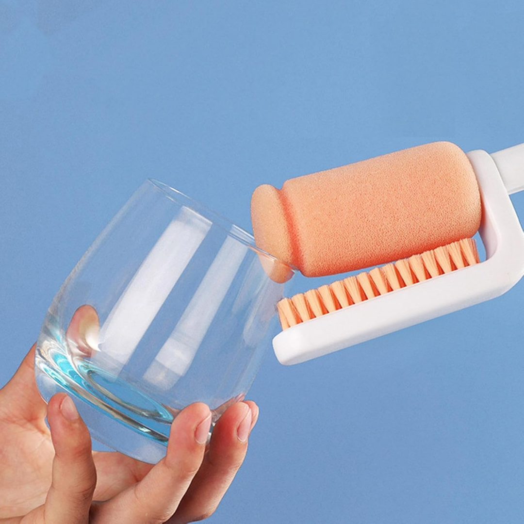 Goupillon Bouteille 3-en-1 avec Brosse et Racloir – Manche Réglable