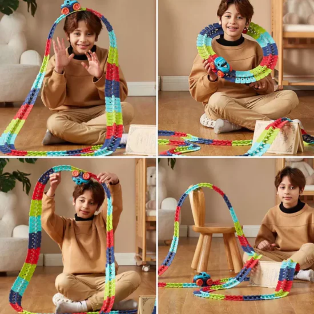 Piste de Course Flexible pour Enfants avec Voiture Autonome