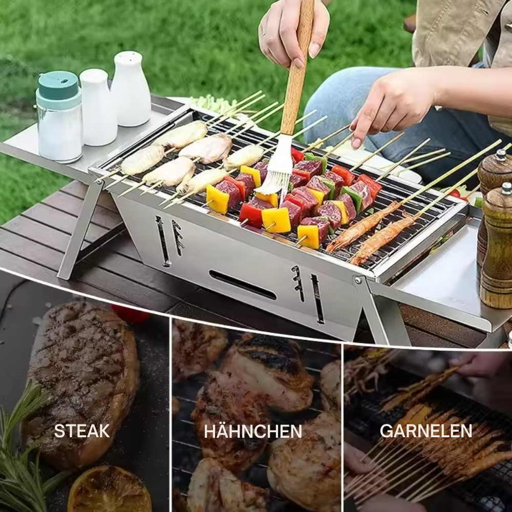 Gril à Charbon Pliable Sans Fumée pour Balcon, Terrasse et Camping
