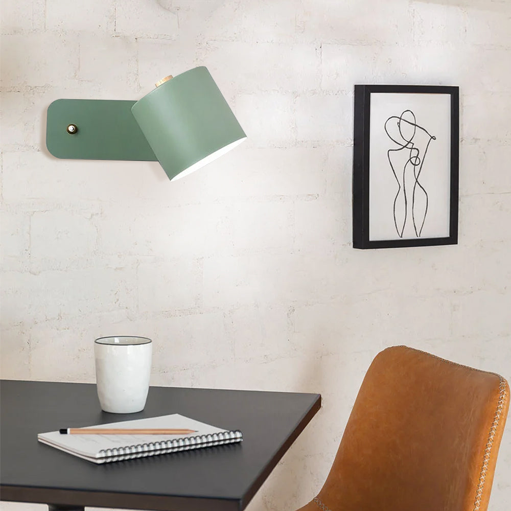 Applique murale cylindrique orientable avec rotation 180° pour lecture