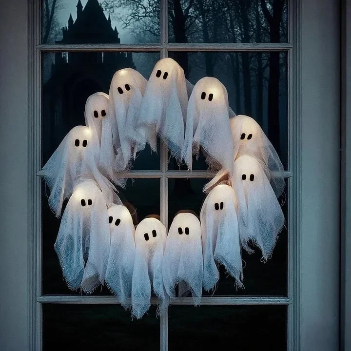 GhostsWreath™ – Décoration d’Halloween effrayante pour portes et murs [50 % de réduction]