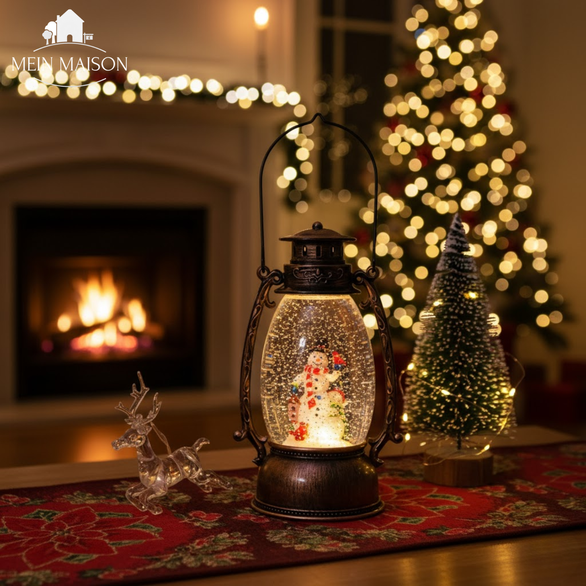 Boule à neige de Noël avec boîte à musique, lumière LED et effet de chute de neige