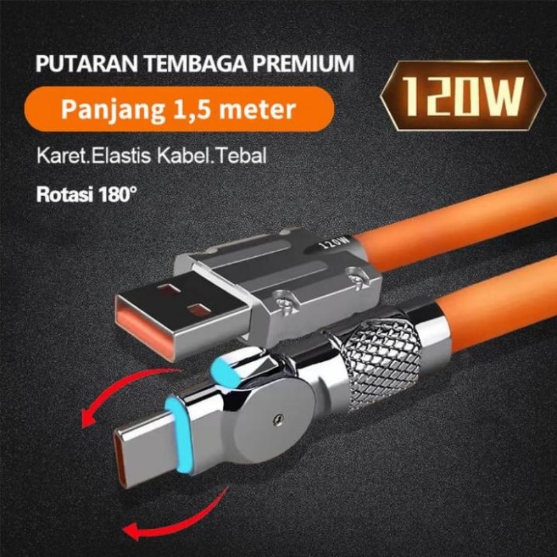 Câble USB Rotatif 540° avec Éclairage LED pour Charge Rapide