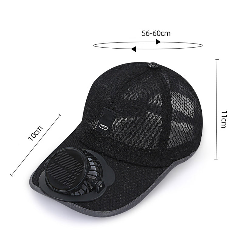 Chapeau solaire avec ventilateur intégré UPF50+ rechargeable 360°