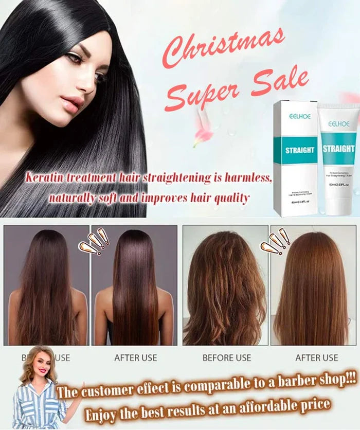 Crème Lissante Capillaire à la Kératine pour Cheveux Lisses et Brillants