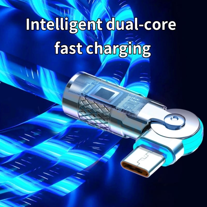 Câble USB Rotatif 540° avec Éclairage LED pour Charge Rapide