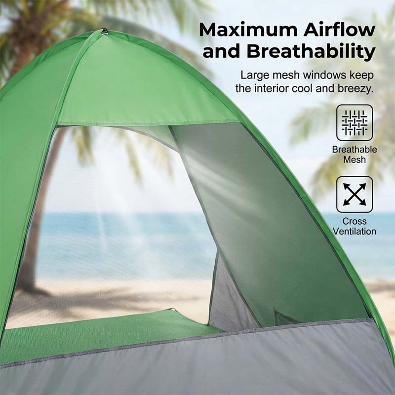 Tente de plage pop-up anti-UV avec ventilation mesh pour famille