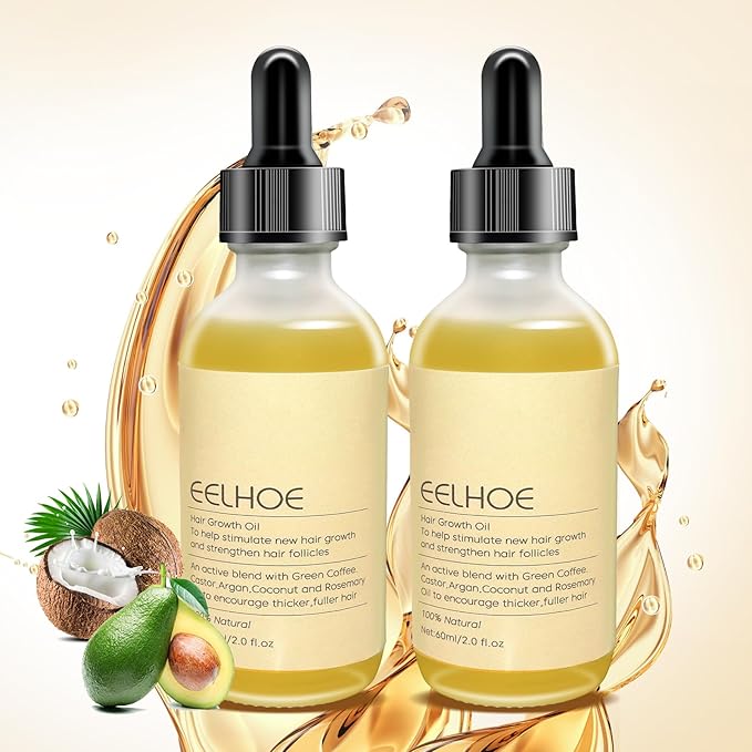 Huile Capillaire au Romarin et Ricin – Sérum Anti-Chute pour Cheveux Denses