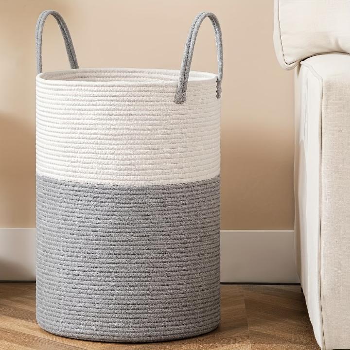 Panier à linge tressé en coton 58 litres – pliable et gain de place