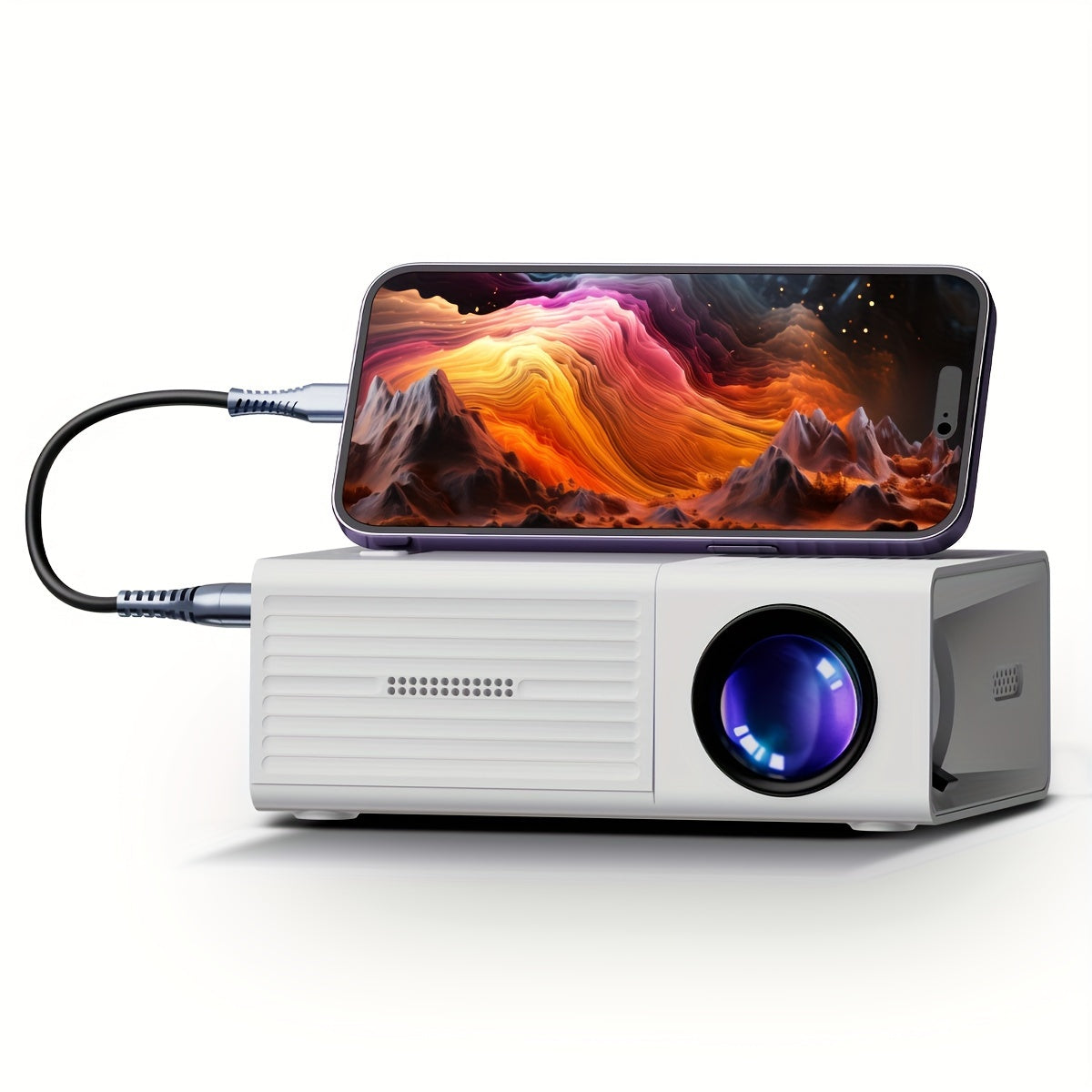 Mini projecteur portable 3000 lumens – Projecteur HDMI USB pour cinéma maison