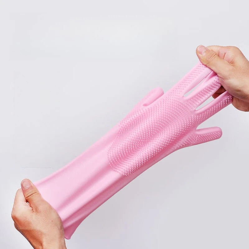 Gants de vaisselle en silicone avec poils abrasifs intégrés