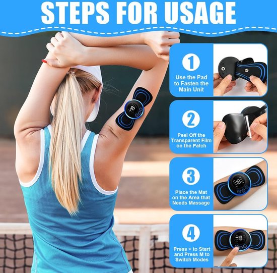 Mini Masseur de Nuque Portable EMS – 8 Modes et 19 Niveaux d'Intensité