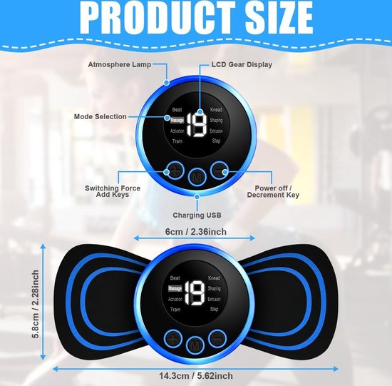 Mini Masseur de Nuque Portable EMS – 8 Modes et 19 Niveaux d'Intensité