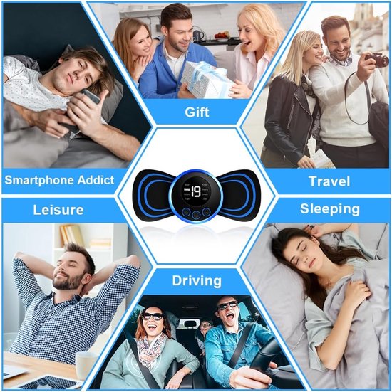 Mini Masseur de Nuque Portable EMS – 8 Modes et 19 Niveaux d'Intensité