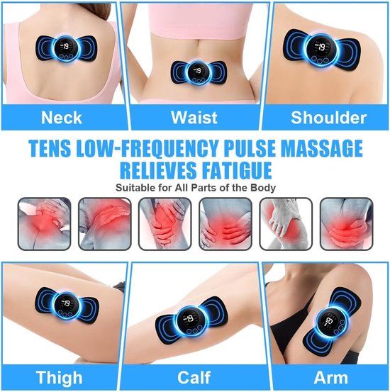 Mini Masseur de Nuque Portable EMS – 8 Modes et 19 Niveaux d'Intensité