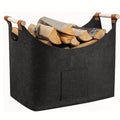 Panier à bûches pliable en feutre avec poignées en bois – 55 litres