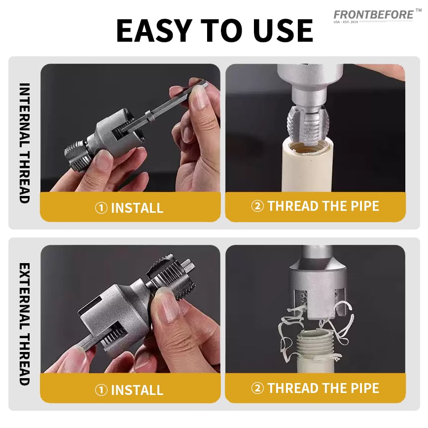 Filière à fileter pour tuyaux en plastique PPR PVC – Filetage intérieur et