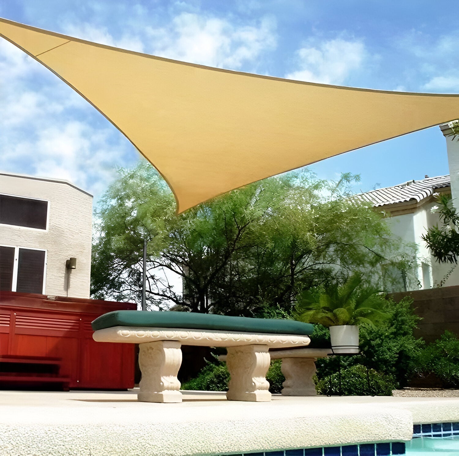 Voile d'Ombrage Triangulaire Anti-UV en Polyester pour Jardin et Terrasse