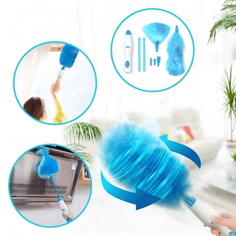 Brosse Dépoussiérante Électrique Rotative avec Manche Extensible