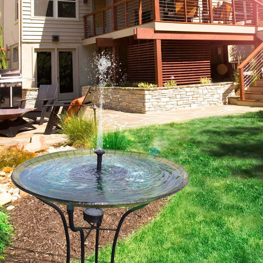 Fontaine Solaire de Jardin avec Pompe Intégrée et Multiples Embouts