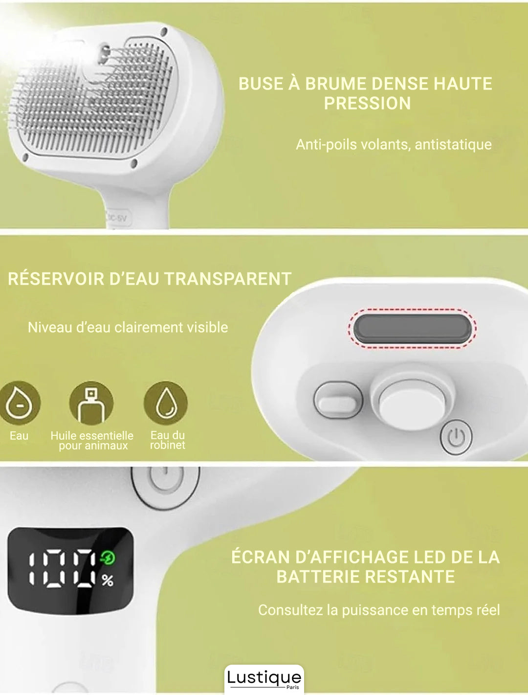 Brosse Douce pour Chien et Chat avec Brumisateur Intégré