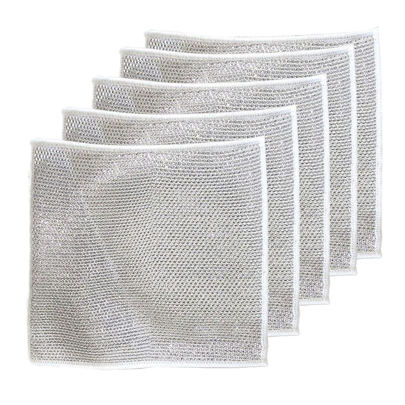 Chiffon Métallique Réutilisable pour Nettoyage Cuisine – Lot de 10