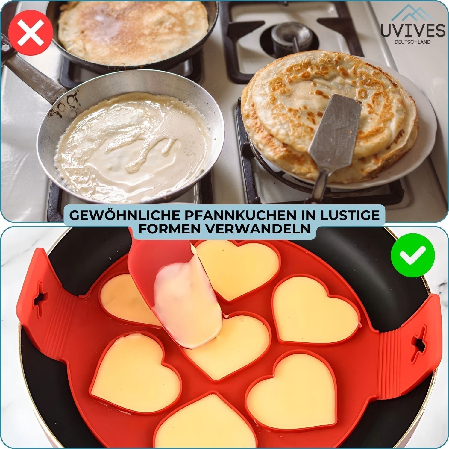 Moule à Crêpes en Silicone Antiadhésif avec Moule à Œuf Fantaisie