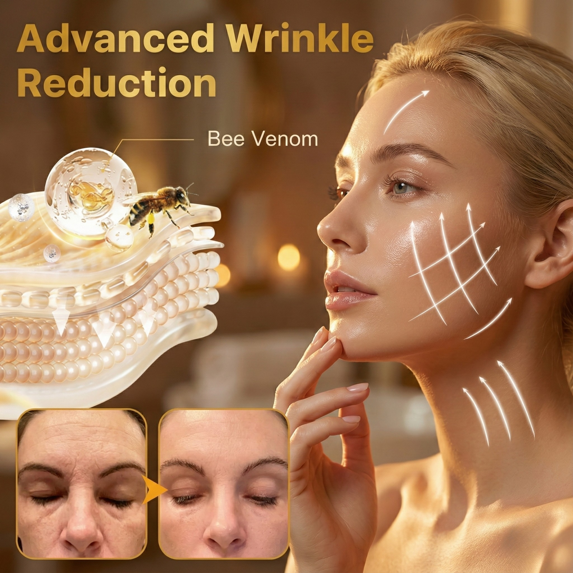 Crème anti-âge au venin d'abeille pour peau ferme et lisse