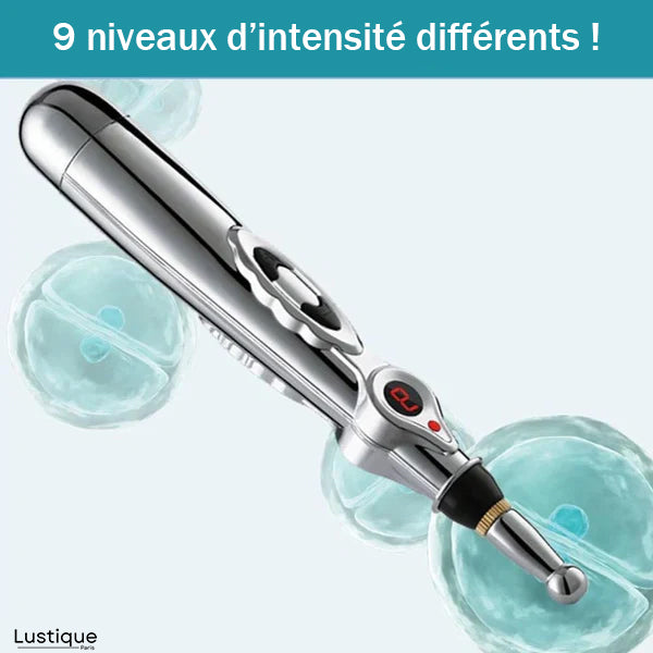 Stylo de Massage par Acupression Électrique avec 5 Embouts Interchangeables