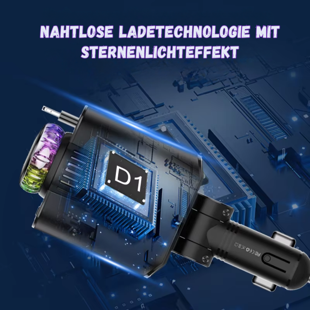 StarLinker™ – Chargeur de voiture rétractable 3-en-1 Starlight avec éclairage LED [50 % de réduction]