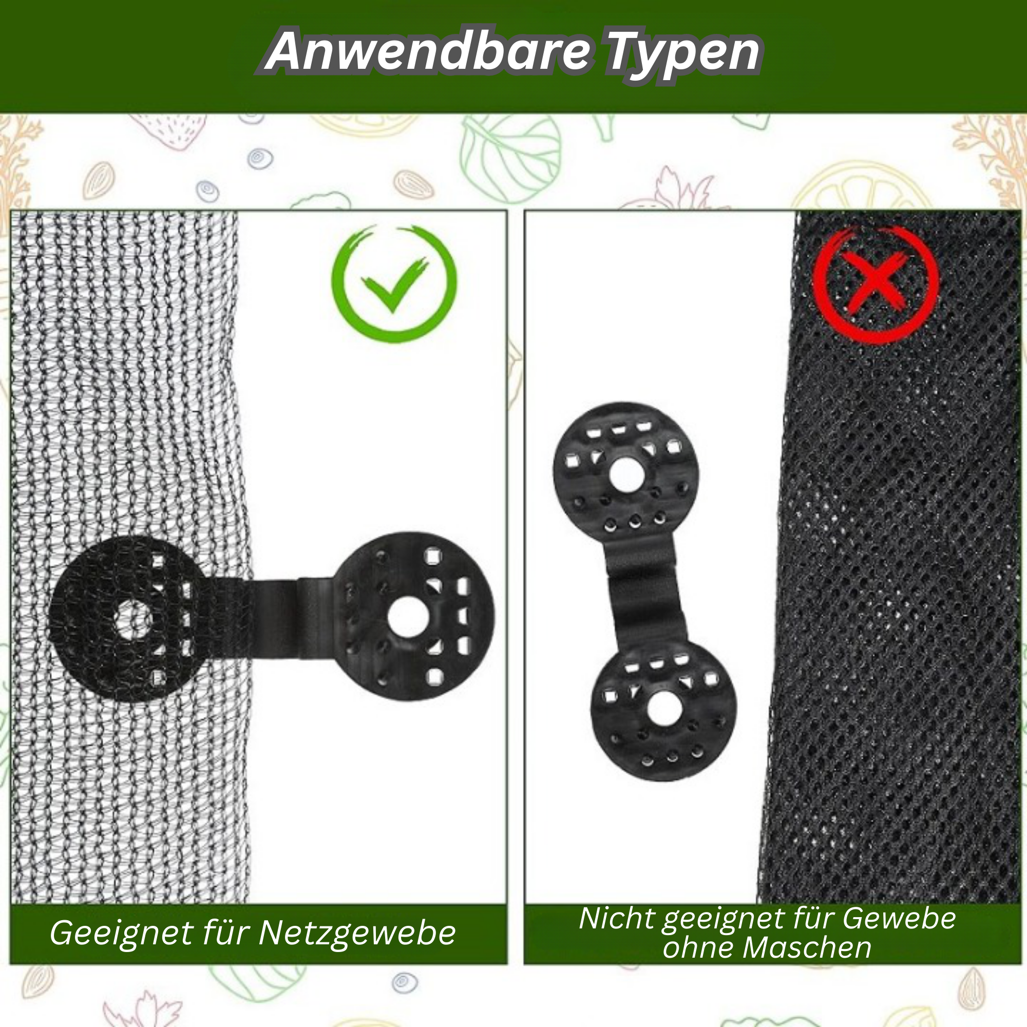 Clips de fixation pour toile d'ombrage en plastique – Lot de 40 pièces