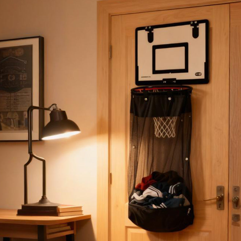 Panier à Linge Basketball Mural avec Filet Mesh pour Chambre Enfant