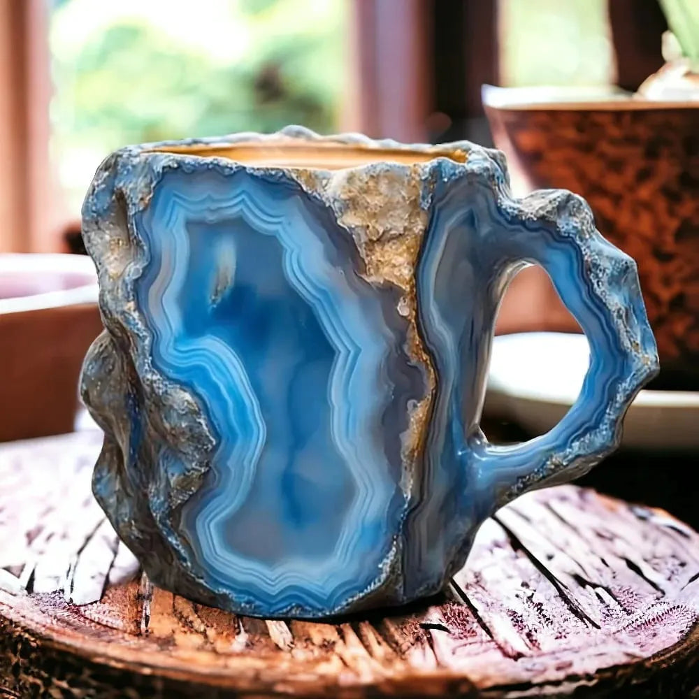 Tasse à café en pierre minérale naturelle faite à la main – Jaspe, Onyx, Quartz