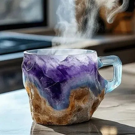 Tasse à café en pierre minérale naturelle faite à la main – Jaspe, Onyx, Quartz