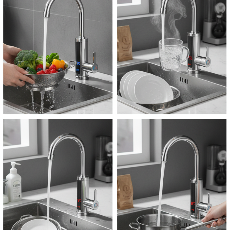 Robinet de cuisine avec eau chaude instantanée et affichage LED de la température