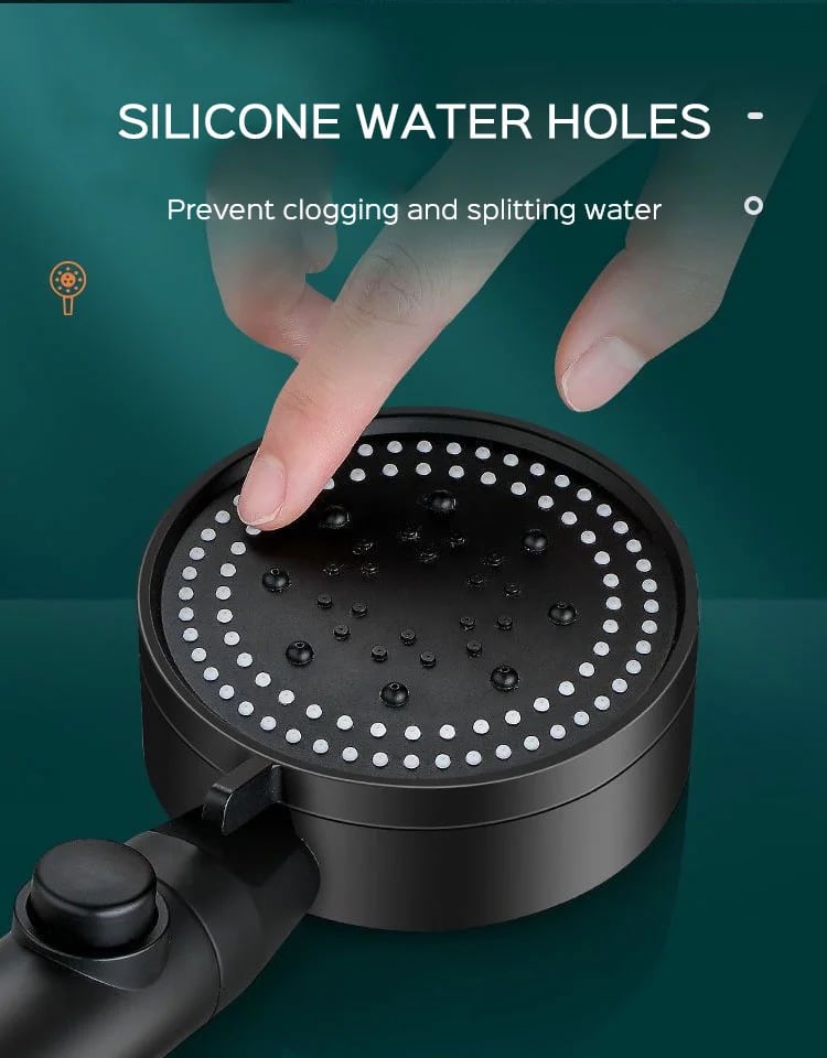 Pommeau de douche avec 5 modes de jet et buses autonettoyantes