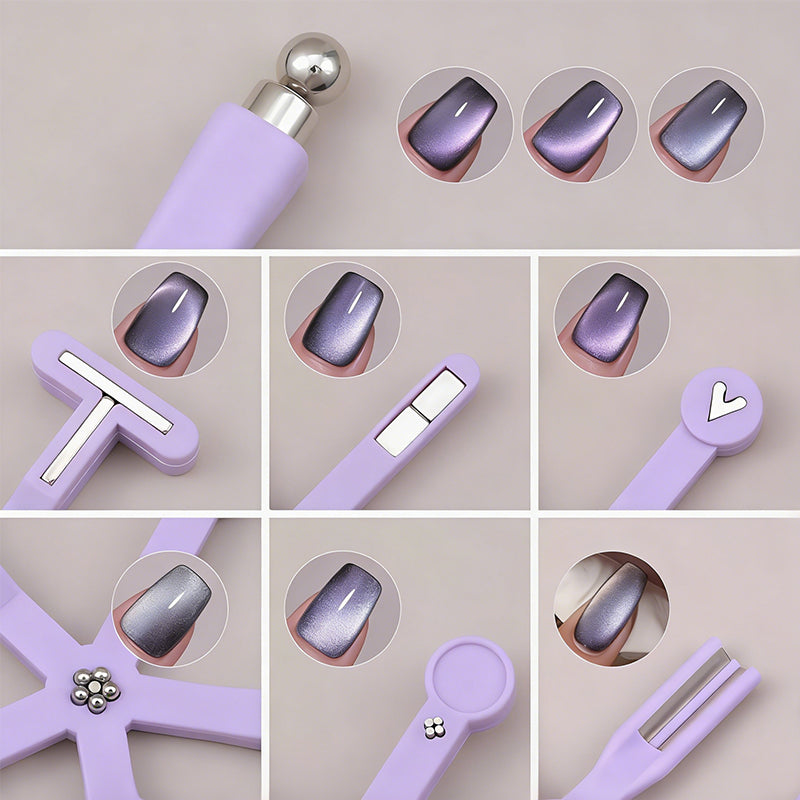 Outil Magnétique Nail Art Cat-Eye 8-en-1 pour Vernis Gel