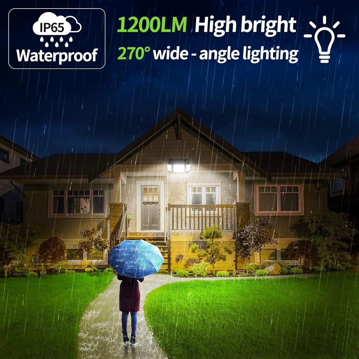 Lampe Solaire LED à Capteur de Mouvement 3 Têtes – Éclairage Extérieur IP65