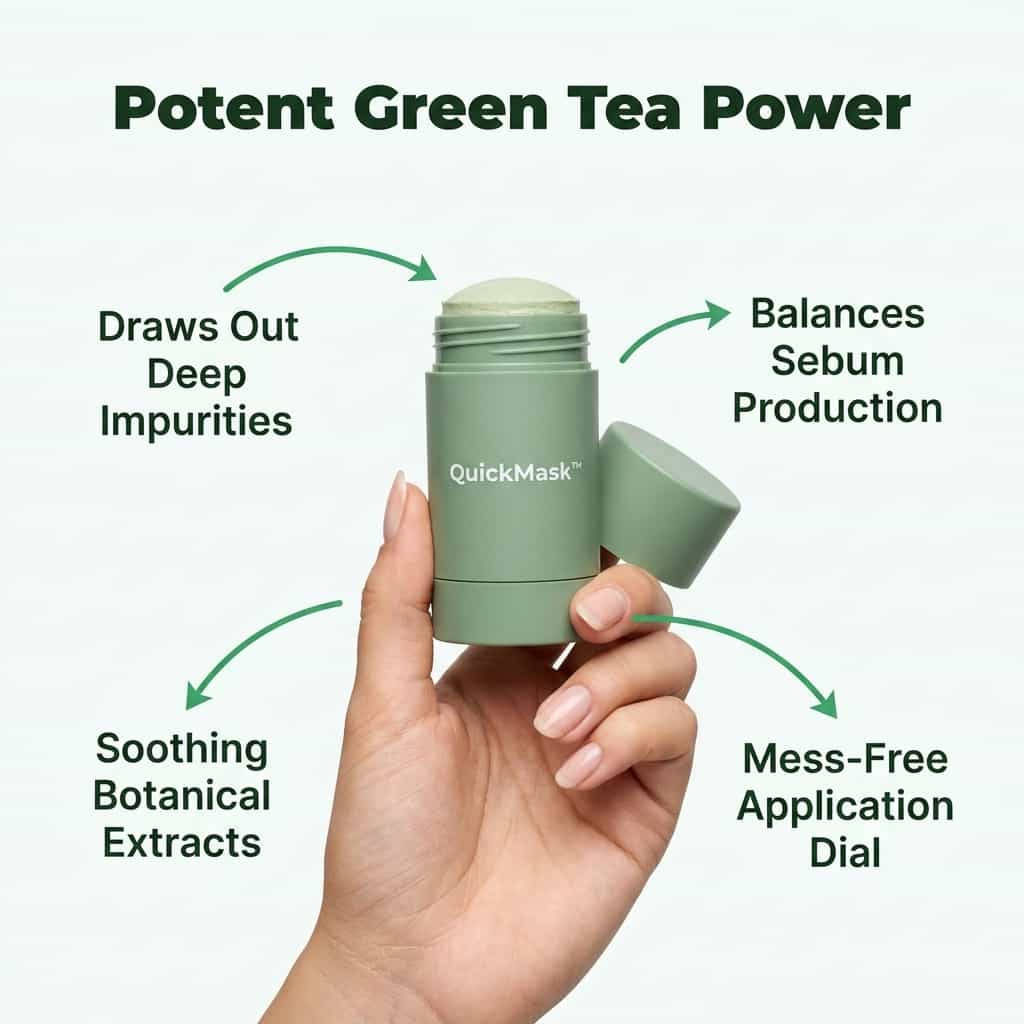 Masque Stick au Thé Vert – Nettoyant Pores Profonds Anti-Points Noirs