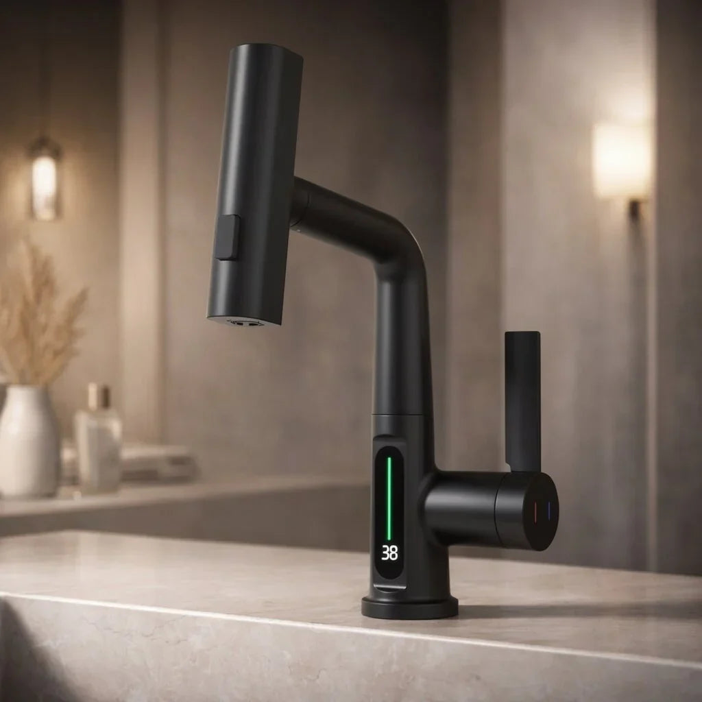 Embout de robinet avec indicateur de température LED et 5 modes de pulvérisation