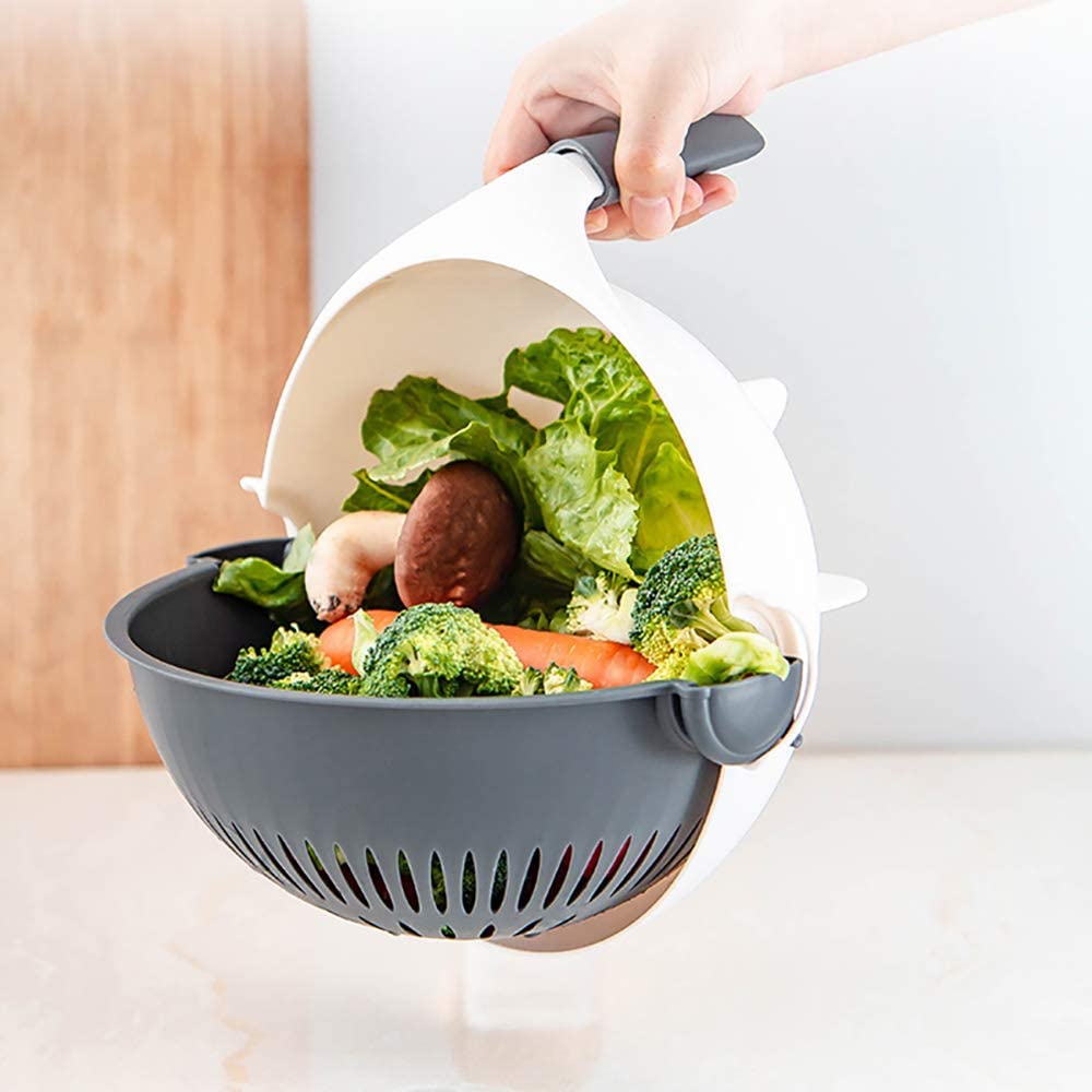 Coupe-Légumes Multifonction 9-en-1 avec Panier Égouttoir Intégré