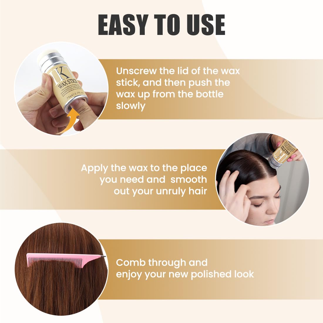 Stick de Cire Capillaire Anti-Frisottis pour Contours & Coiffage Net