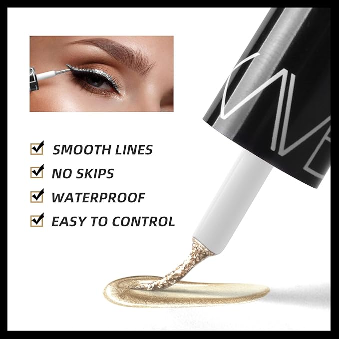 Eyeliner Liquide Waterproof à Effet Perlé pour un Trait Précis