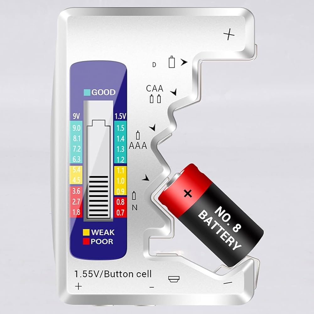 Testeur de Batterie Numérique LCD – Compatible AA, AAA, 9V et Piles Bouton