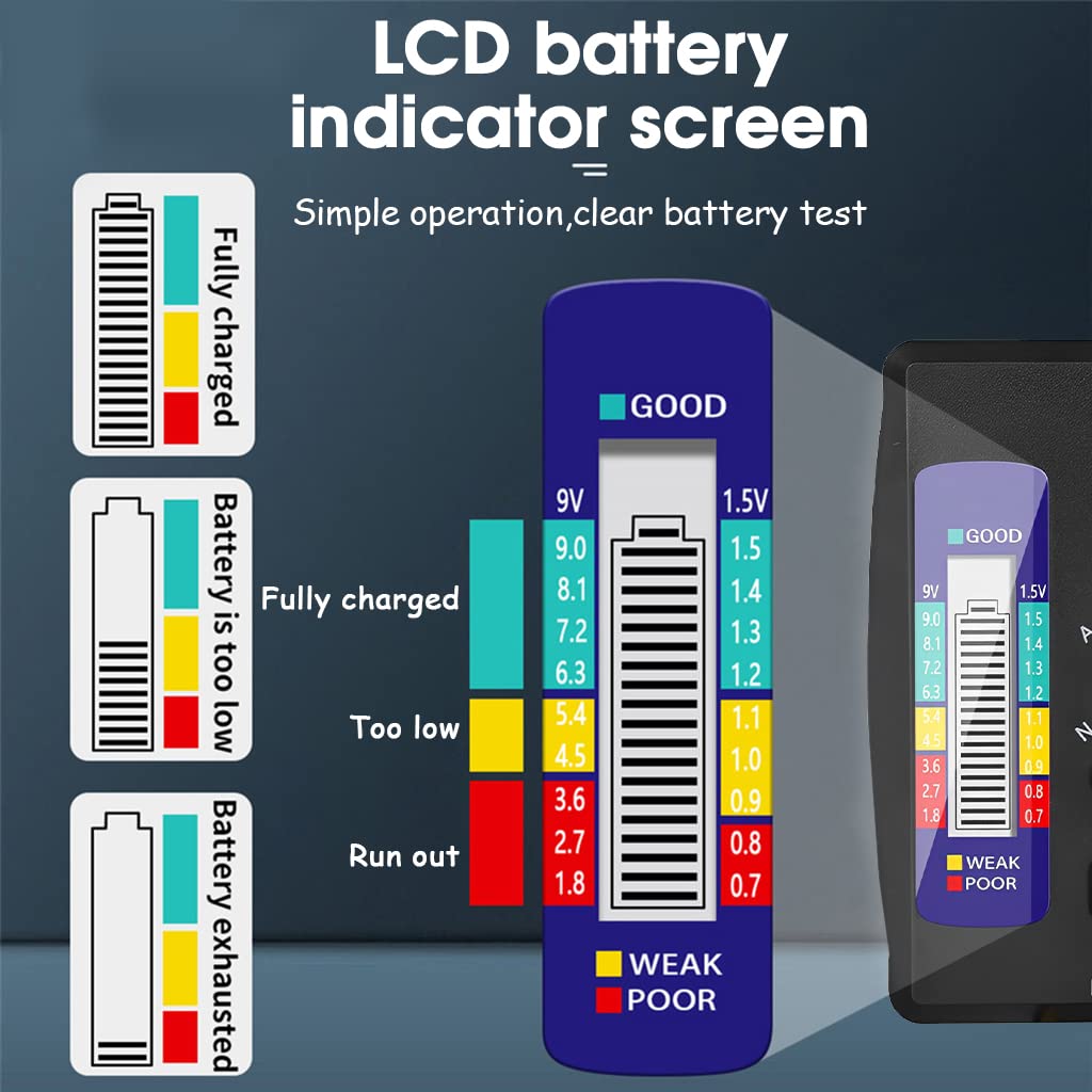 Testeur de Batterie Numérique LCD – Compatible AA, AAA, 9V et Piles Bouton