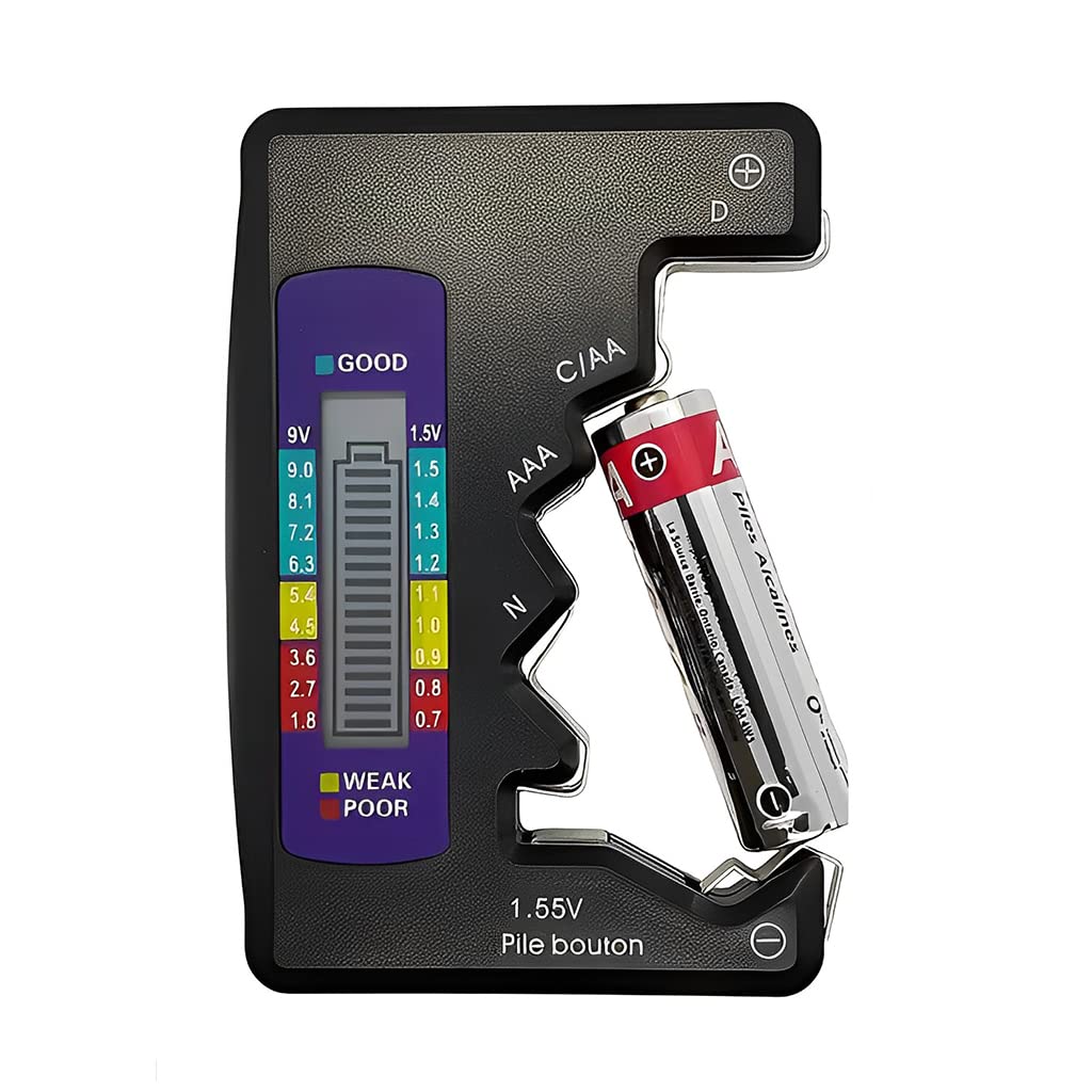Testeur de Batterie Numérique LCD – Compatible AA, AAA, 9V et Piles Bouton