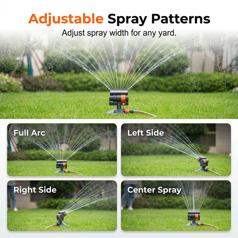 Arroseur de Jardin Rotatif avec Tête Réglable et Filtre Intégré