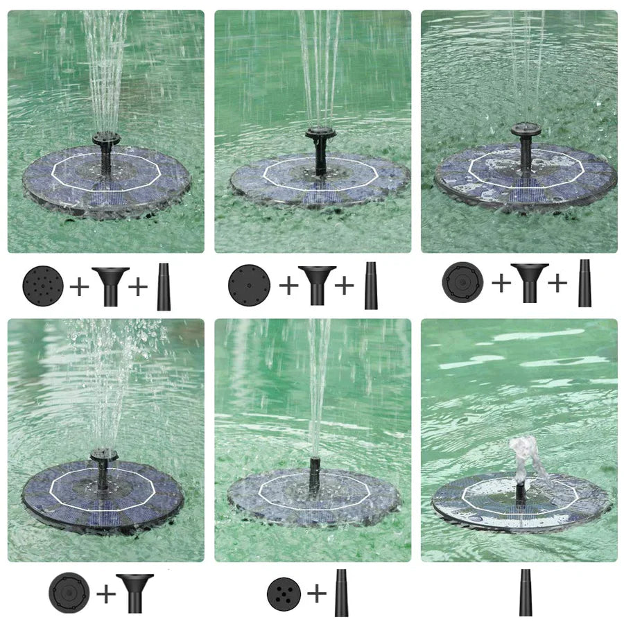 Fontaine Solaire de Jardin avec Pompe Intégrée et Multiples Embouts